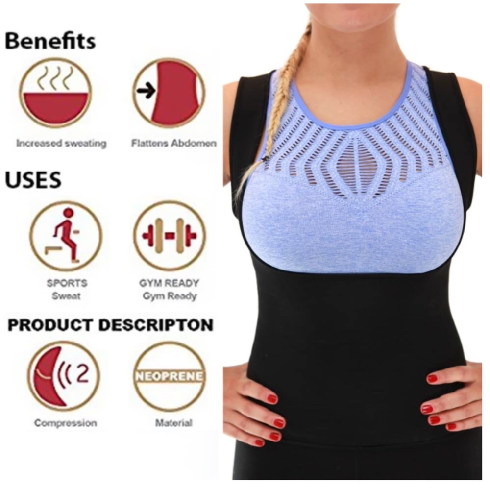 Reversible Slimming Vest, Body Shaper Sweat Vest Tank Top, Sauna Waist Trainer M